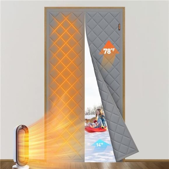 Magnetic Thermal Insulated Door Curtain Fits Door Size 36" x 80", Oxford Cloth - Picture 1 of 7